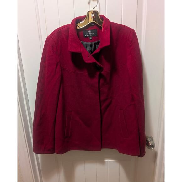 COLLECTION BY GALLERY Red Women's M Lined Peacoat Coat Jacket 100% Wool - Picture 1 of 10